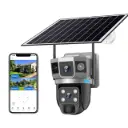 4G Solar Dual-lens 4MP 3 screen Camera + FREE 64GB 