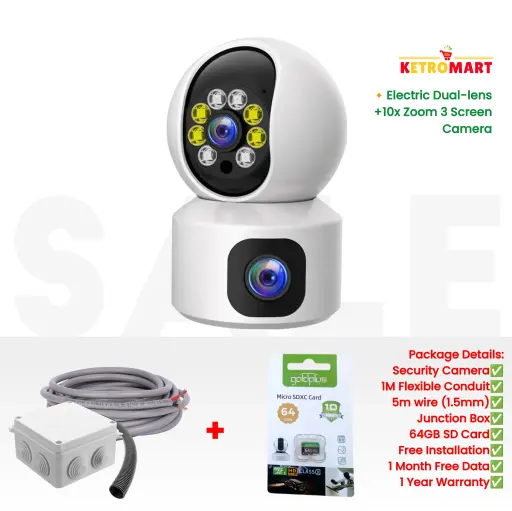 4G Indoor Dual-Lens 2 Images 4MP Camera + FREE 64GB (Full-Package)