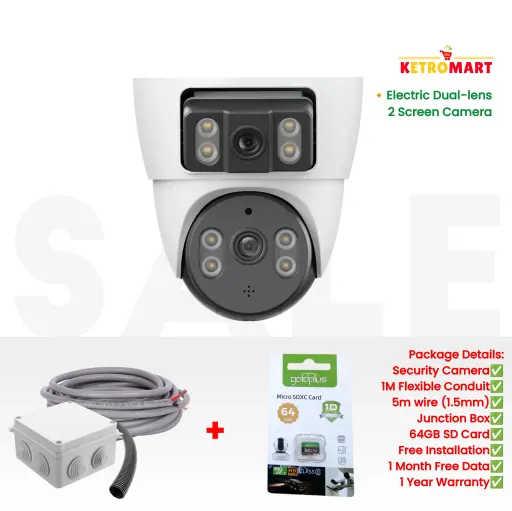 4G Indoor Dual-Lens 2 Images 4MP Battery Camera + FREE 64GB (Full-Package)