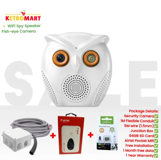 ICsee Wifi Alarm Camera 3MP Smart Owl Camera + fake Speaker & Humanoid Detection Only (Full Package)