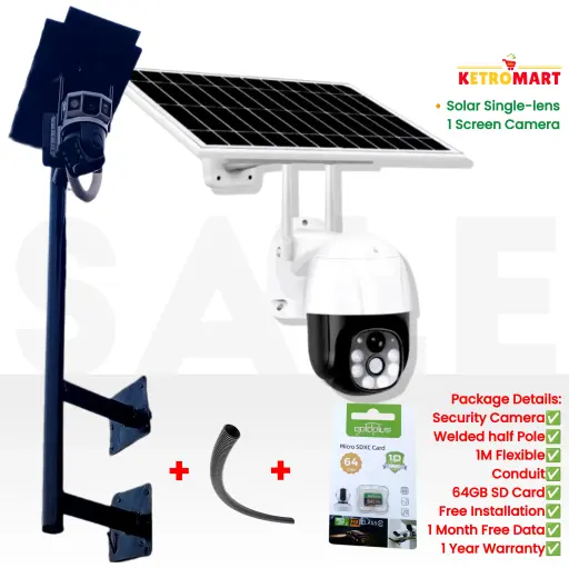 4G Solar 5MP Single-Lens Camera 2K Resolution + FREE 64GB  (Full-Package)